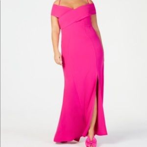 Hot Pink off the shoulder dress from Macy’s 14W